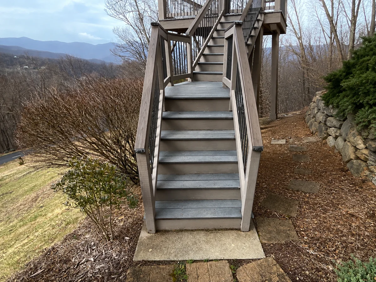 Exterior stairs inspected at a Western North Carolina mountain property