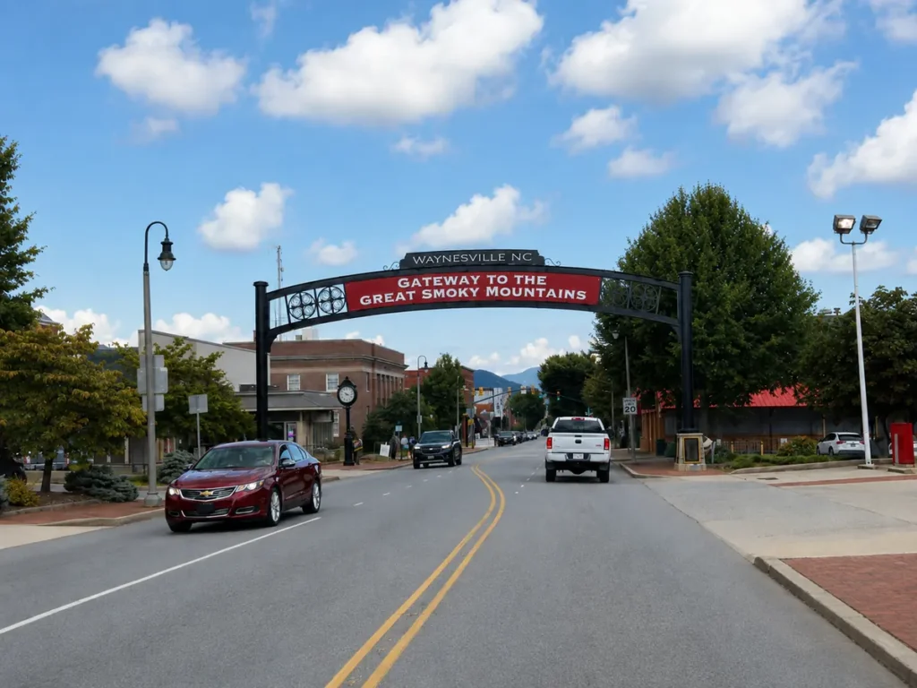 Waynesville gateway arch in Haywood County, North Carolina